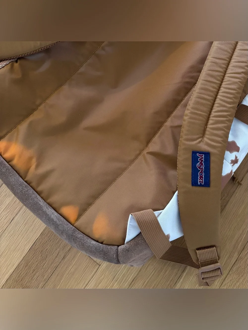 JanSport Suede Campus Rare Cow Print Backpack Brown White JS0A4QVK Vintage Grail